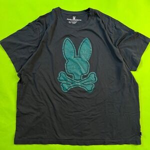 4XL Psycho Bunny Men's Graphic T-Shirt Black Pima Cotton Bunny & Crossbones